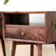 Mid-century modern walnut nightstand in solid wood with tapered legs