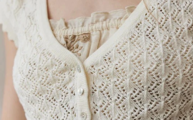 Mona cropped lace cardigan in cream cotton, voriagh.com