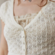 Mona cropped lace cardigan in cream cotton, voriagh.com