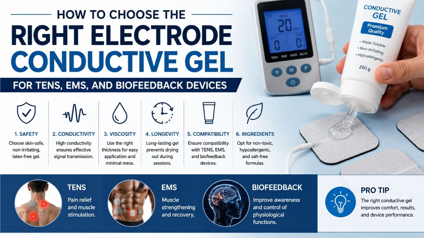 How to Choose the Right Electrode Conductive Gel for TENS, EMS, and Biofeedback Devices