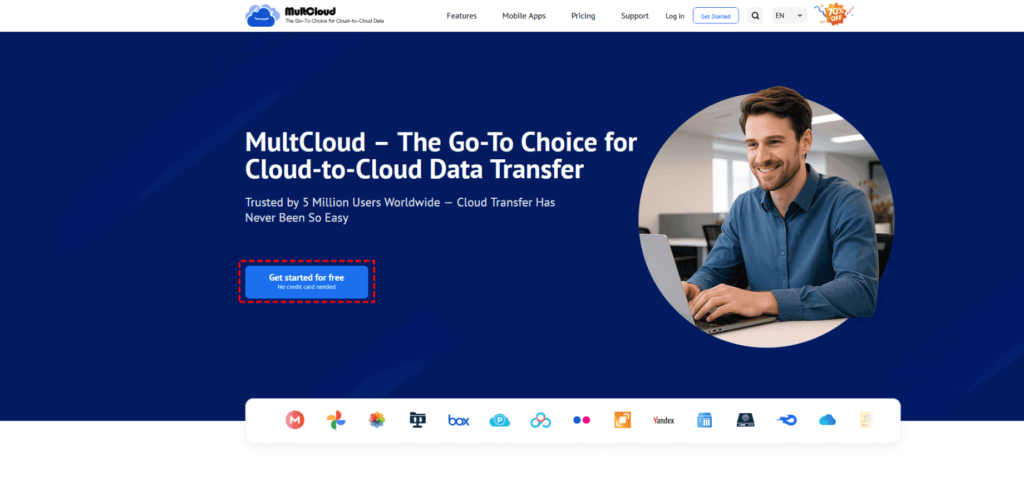 Figure 1. Start from MultCloud's official website. Source: MultCloud official help guide, accessed July 27, 2026.