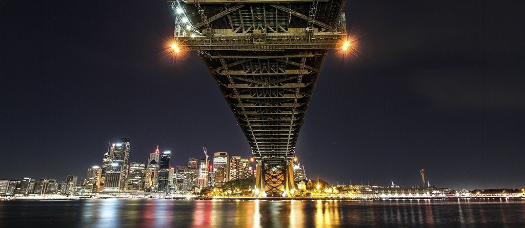 View of the underside of Sydney Harbour Bridge