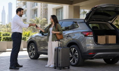 Crossover vehicle handover outside a Dubai residence for an extended stay
